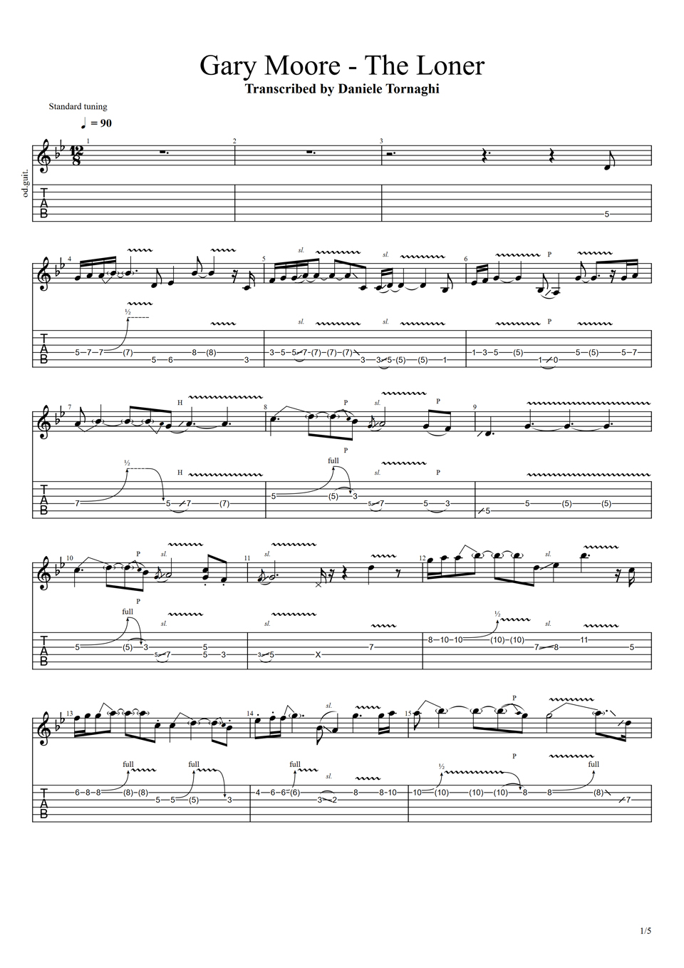 Пророк аккорды. Gary Moore Loner Ноты для гитары. Ноты гитары Гари Мур the Loner. Gary Moore Ноты для гитары.