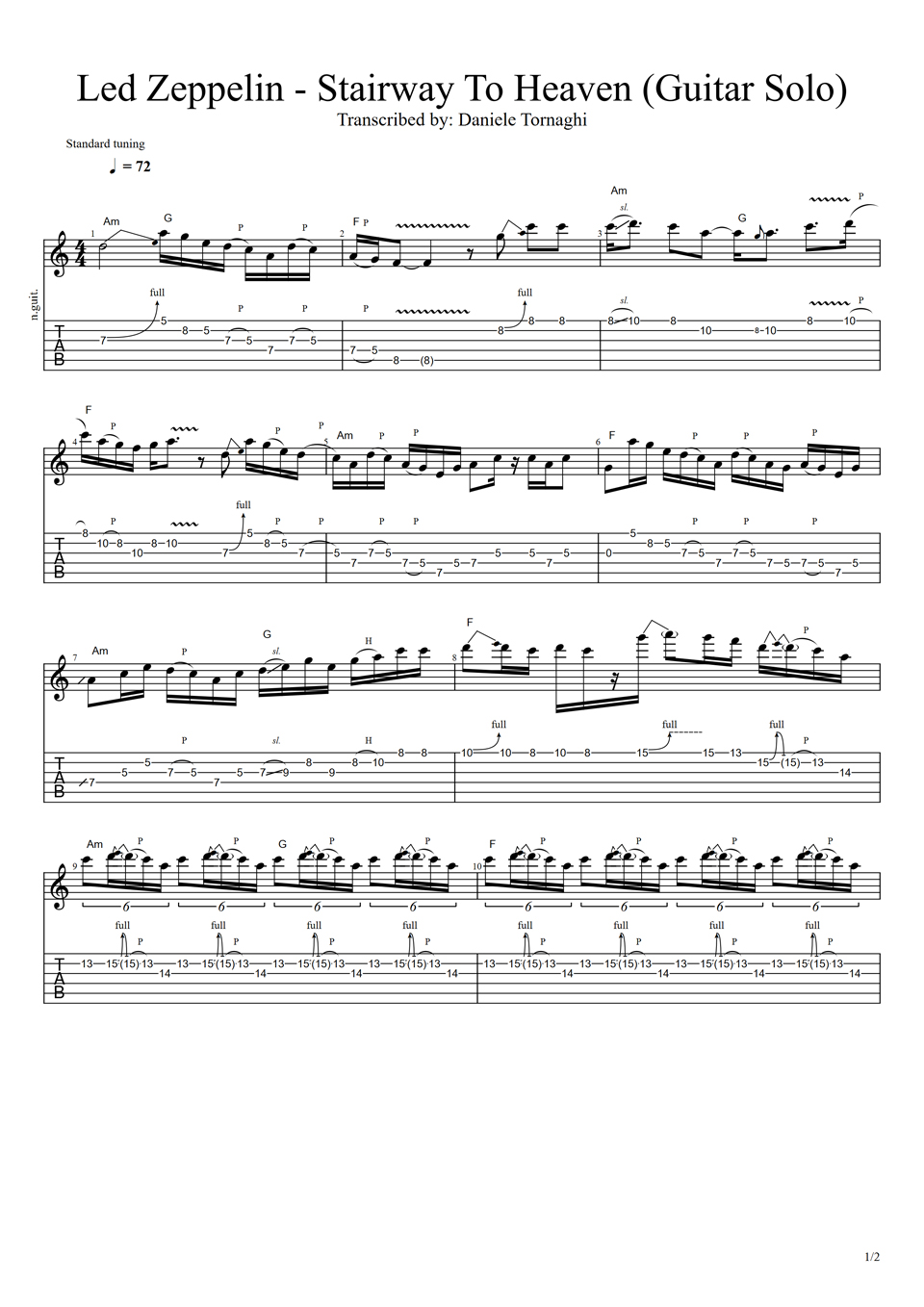 Stairway To Heaven Solo Tab